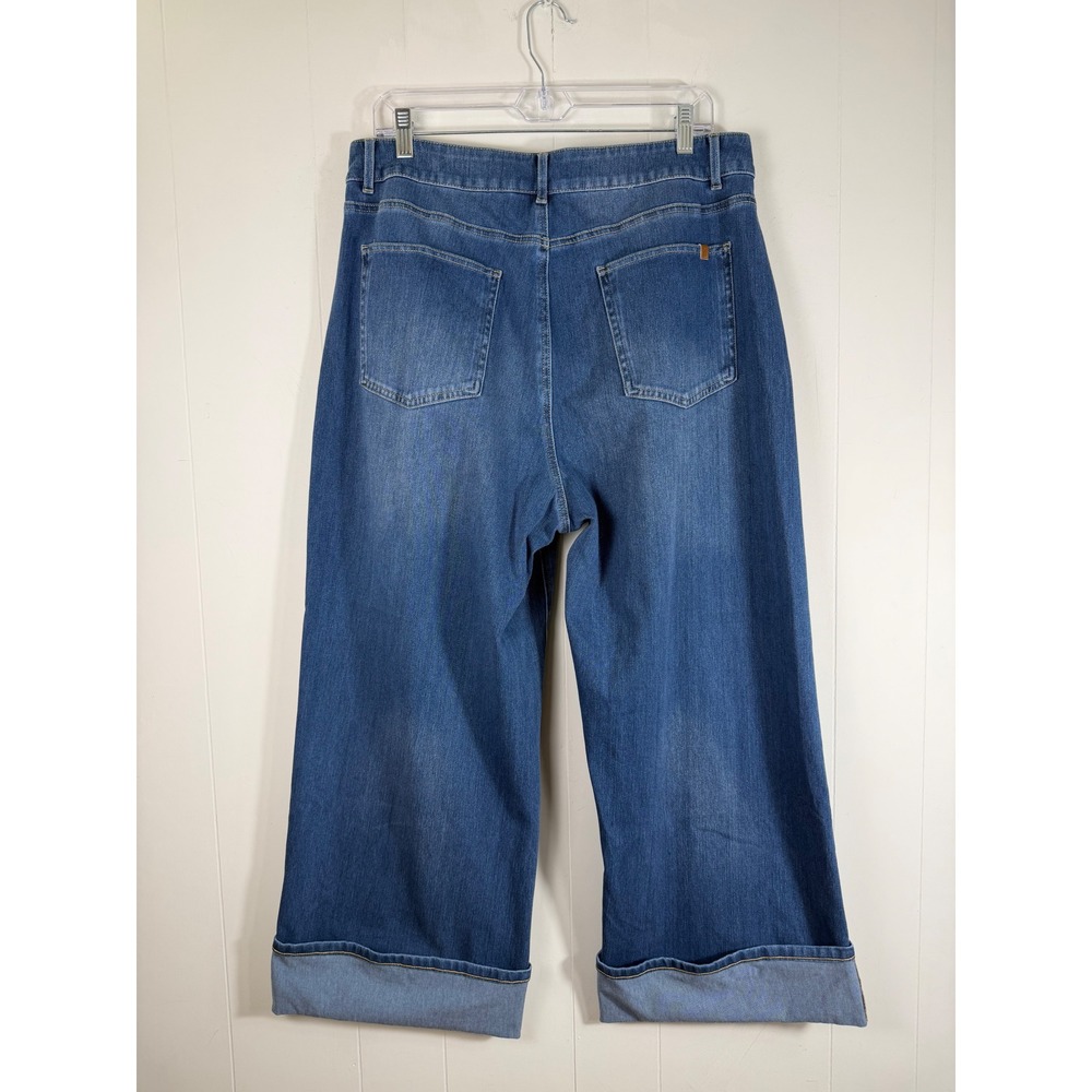 Halara Flex Denim Wide Leg Crop Jeans Womens XL Blue High Rise Stretch Pants - Picture 2 of 13